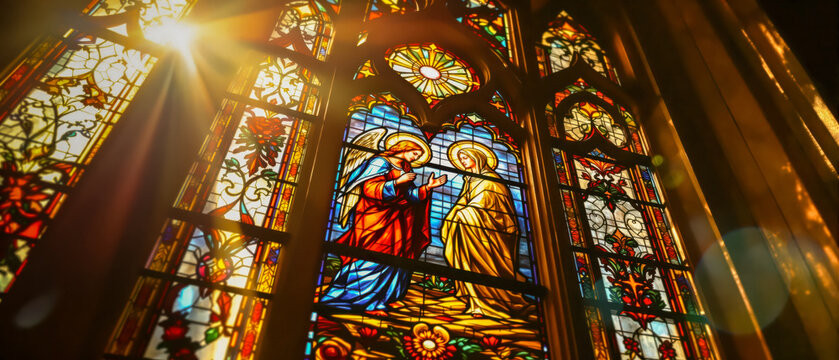 Vitrail patrimonial illuminé par la lumière du soleil — création et restauration artisanale